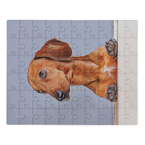 Dachshund Looking Away Doxie Dog Birthday Poster Jigsaw Puzzle