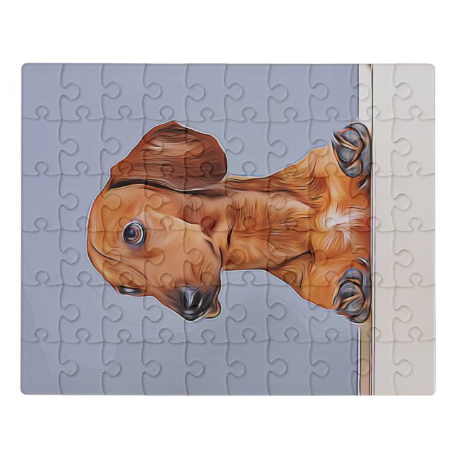 Dachshund Looking Away Doxie Dog Birthday Poster Jigsaw Puzzle (Puzzle Horizontal)