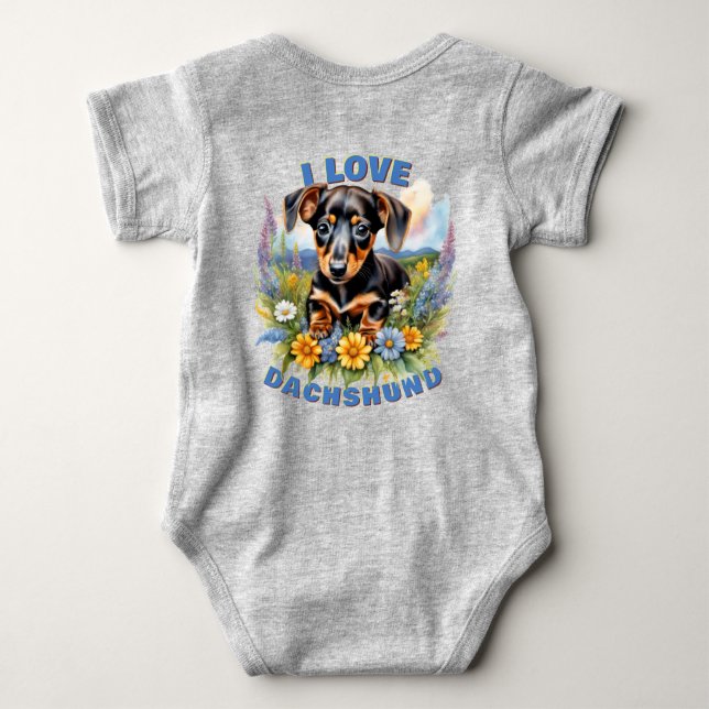 Dachshund Love Baby Bodysuit (Back)