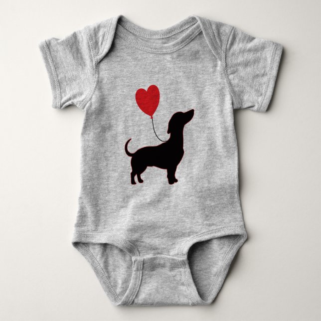 Dachshund Love Balloon Light – Sweet Baby Edition Bodysuit (Front)