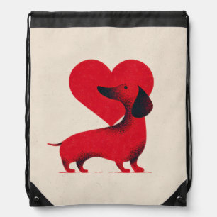 Dachshund Love – Cute Dog Heart Design Drawstring Bag