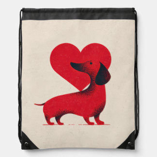 Dachshund Love – Cute Dog Heart Design Drawstring Bag