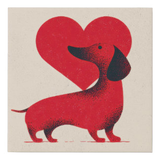Dachshund Love – Cute Dog Heart Design Faux Canvas Print