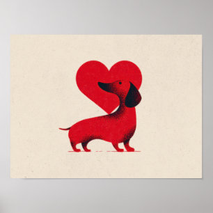 Dachshund Love – Cute Dog Heart Design Poster