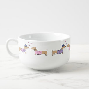 Dachshund Love for Couples Kitchen Soup Bowl Mug