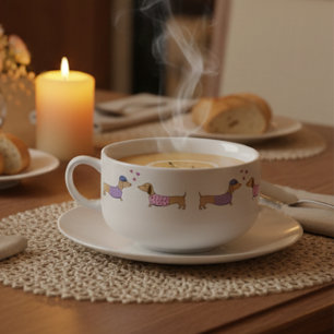 Dachshund Love for Couples Kitchen Soup Bowl Mug