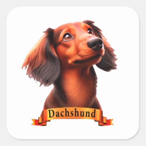 Dachshund love friendly cute sweet dog square sticker