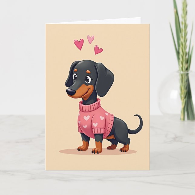 Dachshund Love Hearts Dog Card (Front)