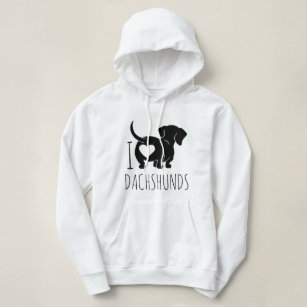 Black and White Dachshund Silhouette T-Shirt Hooded with A Pocket Rope Hat Customization Fashion Novelty 3D Mens 