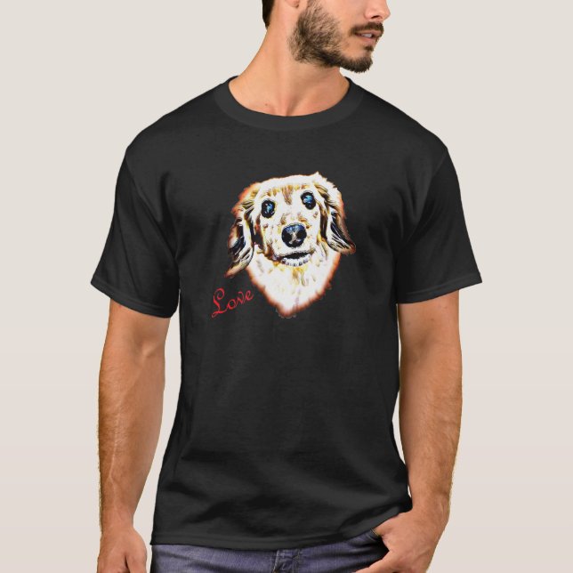 Dachshund Love Long Haired Wiener Dog Puppy Dog Mo T-Shirt (Front)