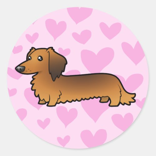 Dachshund Love longhair Classic Round Sticker