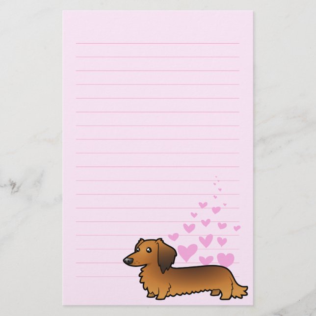 Dachshund Love (longhair) Stationery (Front)