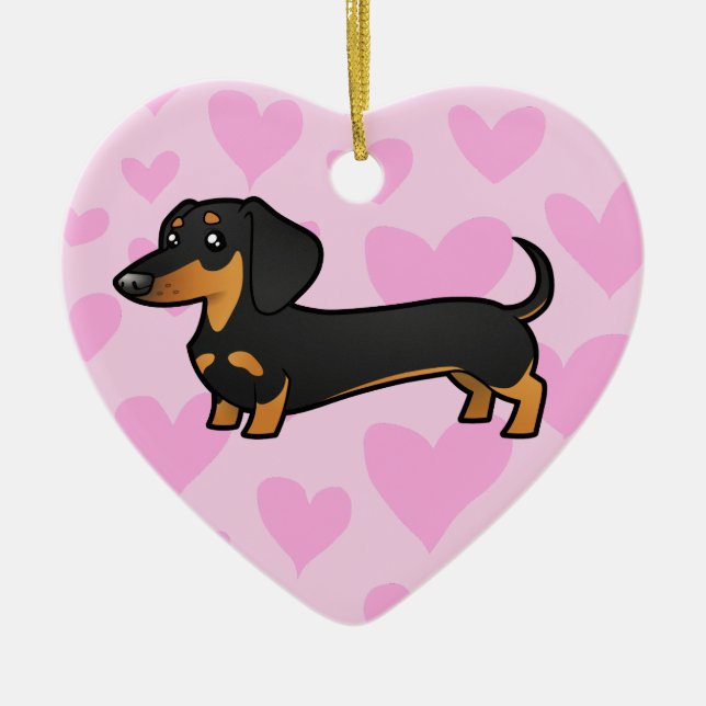 Dachshund Love (smooth coat) Ceramic Ornament (Front)