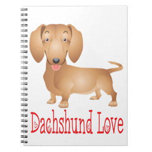 Dachshund Love Tan Puppy Dog Cartoon Notebook