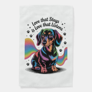 Dachshund Love That Stays Is Love That Listens Garden Flag