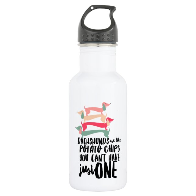 Dachshund Love Water Bottle (18 oz), White (Front)