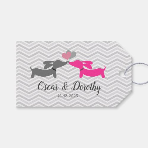 Dachshund Love Wedding Gift Tag Personalize 