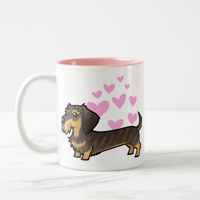 Dachshund Love (wirehair) Two-Tone Coffee Mug (Left)