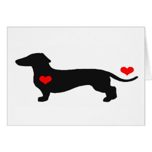 Dachshund Love with hearts Cards