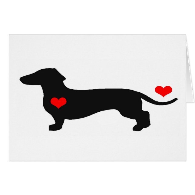 Dachshund Love with hearts Cards (Front Horizontal)