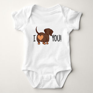 Dachshund Love You Baby Bodysuit
