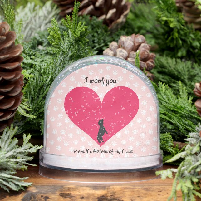 Dachshund Love You From The Bottom of My Heart Snow Globe (Winter)