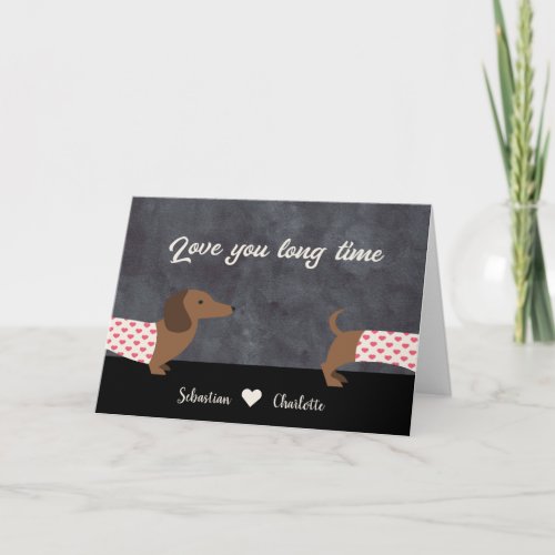 Dachshund Love You Long Time Valentines Day Holiday Card