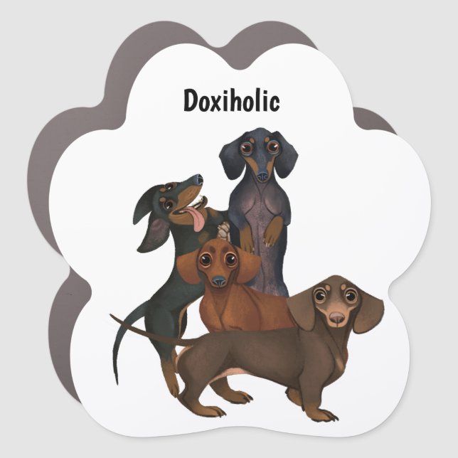 Dachshund Lover Car Magnet Doxiholic (Front)
