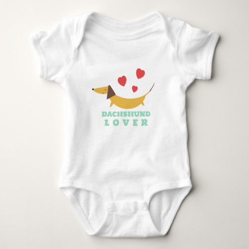 Dachshund Lover Cute Colorful Doxie Illustration Baby Bodysuit