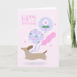 Dachshund Lover Happy Birthday Puppy Dog Animal Letterpress Thank You Card