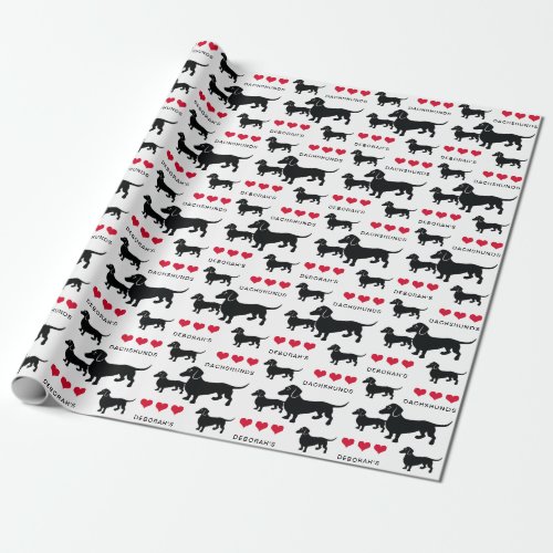 Dachshund Lover or Breeder Doxies and Hearts Wrapping Paper