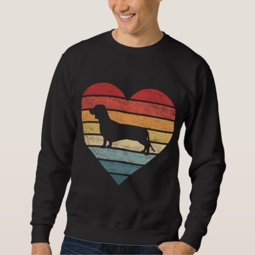 Dachshund Lover Owner Gifts Retro Sunset Dog Silho Sweatshirt