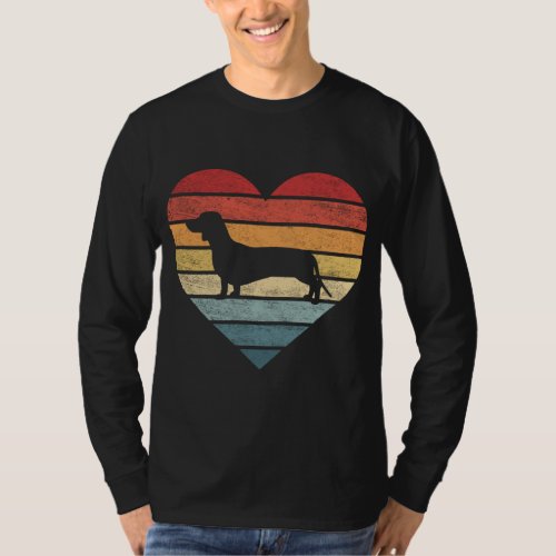 Dachshund Lover Owner Gifts Retro Sunset Dog Silho T_Shirt
