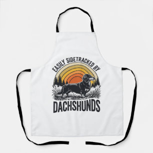 Dachshund Lover Shirt Easily Sidetracked Retro Art Apron