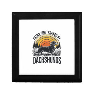 Dachshund Lover Shirt Easily Sidetracked Retro Art Gift Box