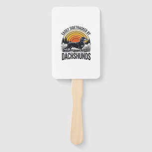 Dachshund Lover Shirt Easily Sidetracked Retro Art Hand Fan