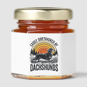 Dachshund Lover Shirt Easily Sidetracked Retro Art Honey Jar Favors
