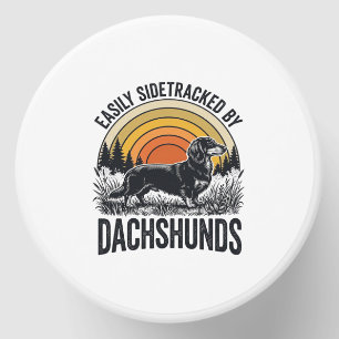 Dachshund Lover Shirt Easily Sidetracked Retro Art Mini Candle Favors