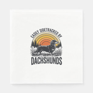 Dachshund Lover Shirt Easily Sidetracked Retro Art Napkins