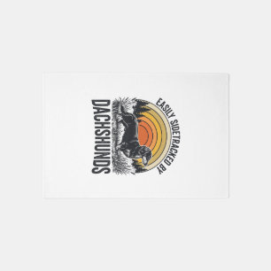 Dachshund Lover Shirt Easily Sidetracked Retro Art Rug