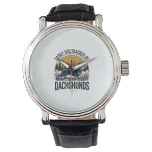 Dachshund Lover Shirt Easily Sidetracked Retro Art Watch