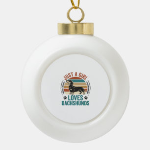 Dachshund Lover Shirt Vintage Sunset Dog Graphic_1 Ceramic Ball Christmas Ornament