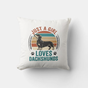 Dachshund Lover Shirt Vintage Sunset Dog Graphic_1 Throw Pillow