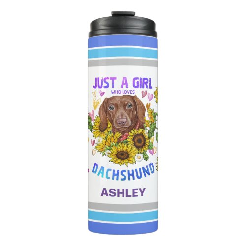 Dachshund Lover Sunflower Trainer Floral Thermal Tumbler