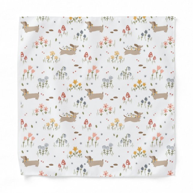 Dachshund Lover Weiner Dog Sausage Dog Wildflower Bandana (Front)