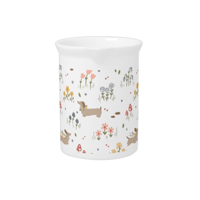 Dachshund Lover Weiner Dog Sausage Dog Wildflower Beverage Pitcher (Front)
