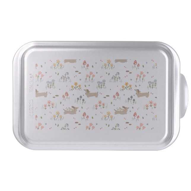 Dachshund Lover Weiner Dog Sausage Dog Wildflower Cake Pan (Front)
