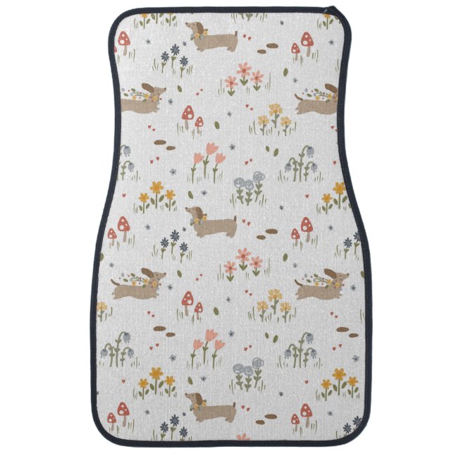 Dachshund Lover Weiner Dog Sausage Dog Wildflower Car Floor Mat (Front)