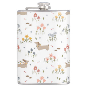 Dachshund Lover Weiner Dog Sausage Dog Wildflower Flask