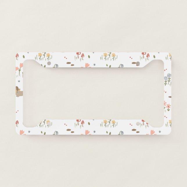 Dachshund Lover Weiner Dog Sausage Dog Wildflower License Plate Frame (Front)